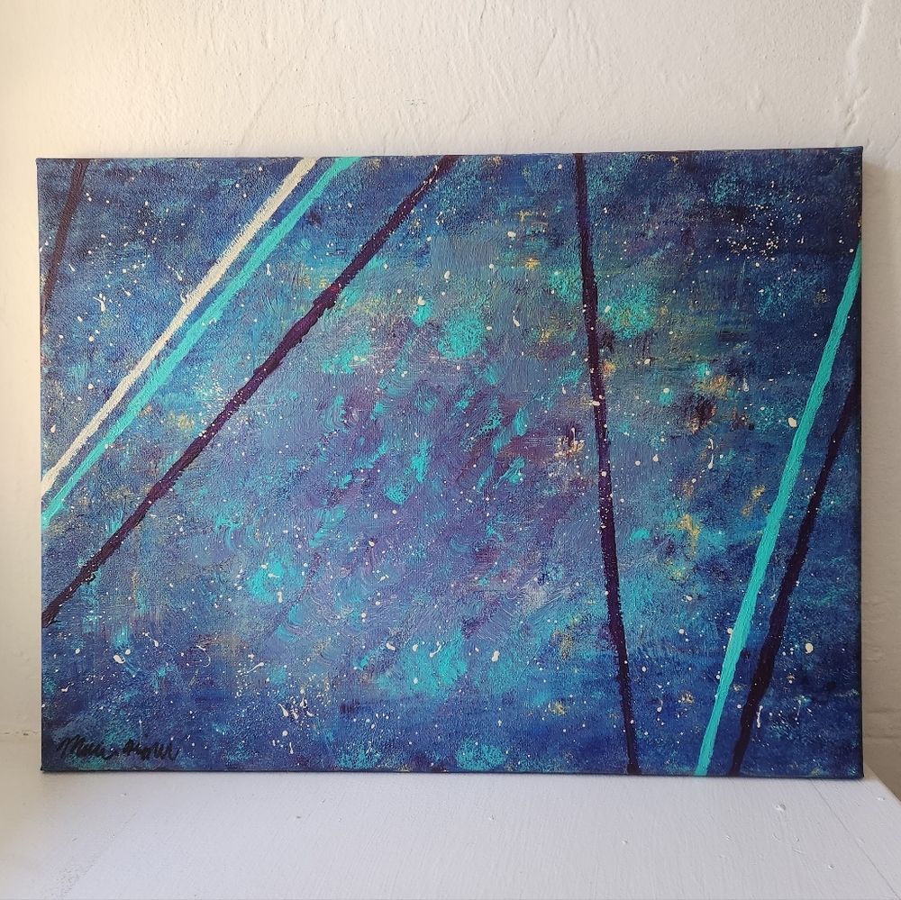 "Explore" original art hand painted acrylic abstract canvas galaxy wall decor